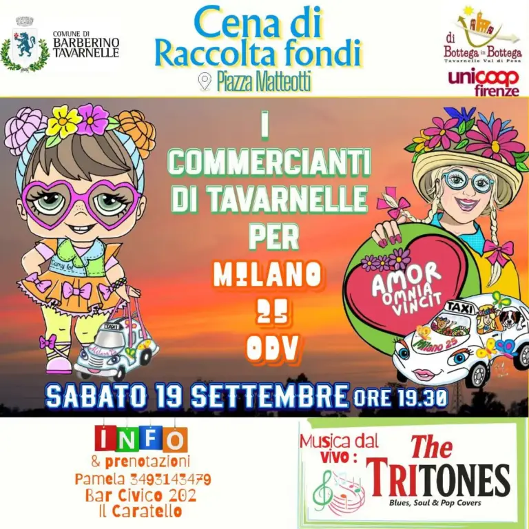Locandina della cena di raccolta fondi del 19 settembre 2026