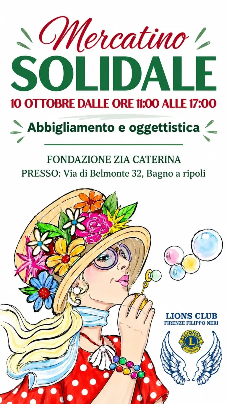 Locandina del Mercatino solidale del 10 ottobre presso la Fondazione Zia Caterina